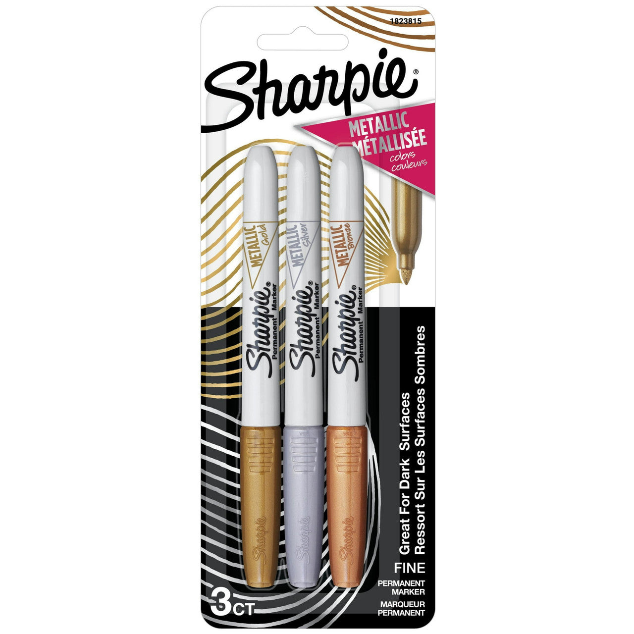 Sharpie Metallic Permanent Markers, 3 Ea